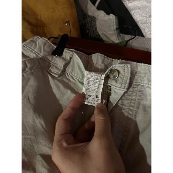 Carhartt Pants Mens 36x32 Khaki Dungaree Fit Carpenter Workwear B151 Tan - Picture 2 of 6